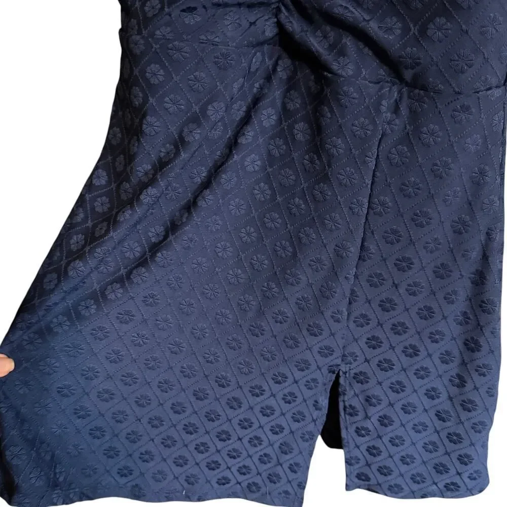Lands End Women's Shirred Jacquard Full Coverage Swim Dress Size Medium